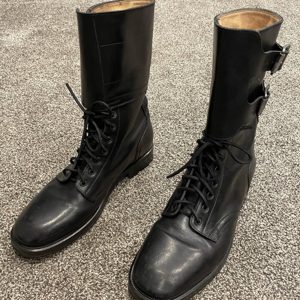 Ralph Lauren MYALL Leather Motorcycle Boot ITALY 11.5 11 Purple Black Label